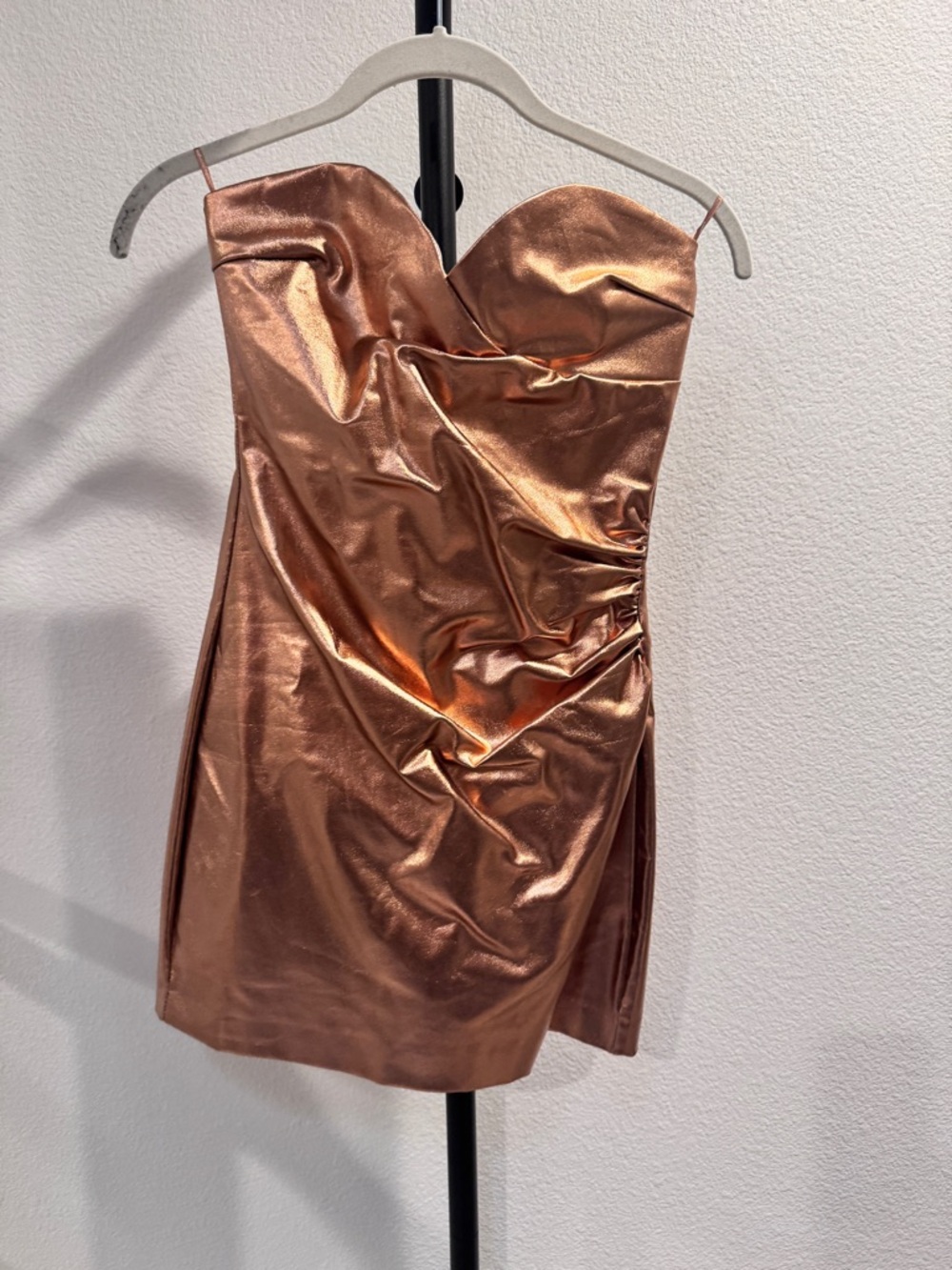Zara Copper Metallic Strapless Mini Dress with built in shorts